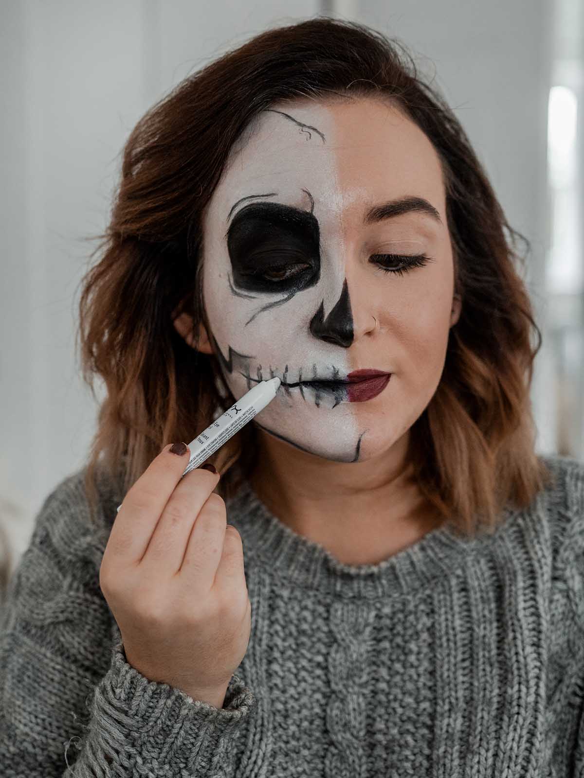 halloween makeup easy skull makeup october boots products tutorial step by step