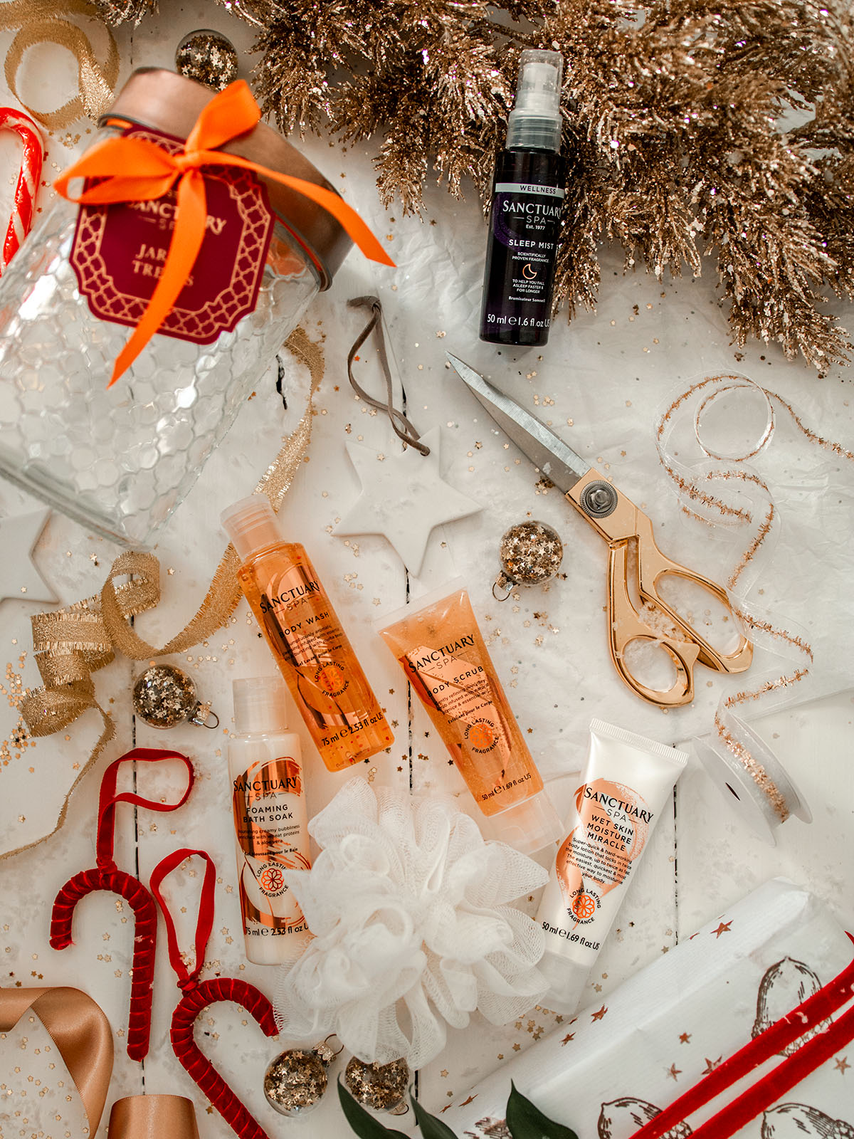 Christmas gift guide for her beauty gift ideas flat lay xmas inspiration wish list