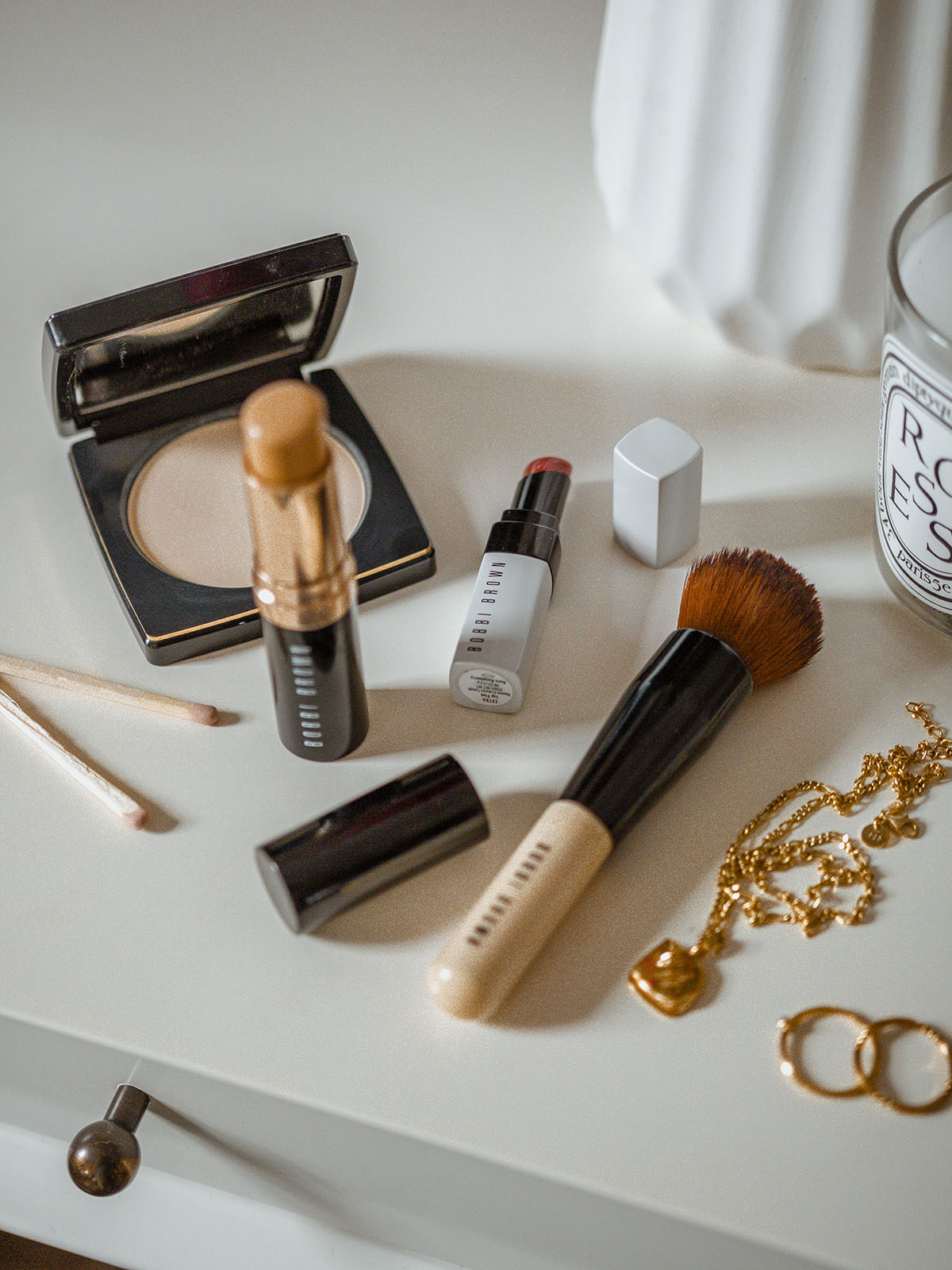 spring flat lay makeup look bobbi brown products review