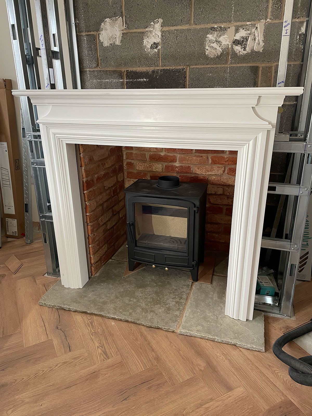 log burner installation new build fireplace install home renovation house chimney breast