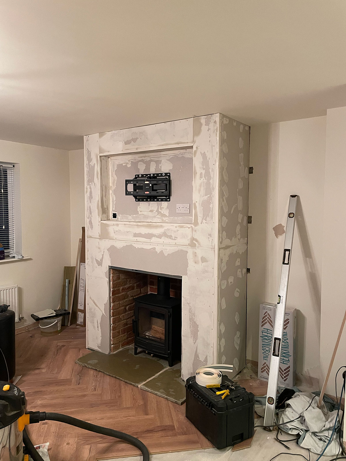 log burner installation new build fireplace install home renovation house chimney breast