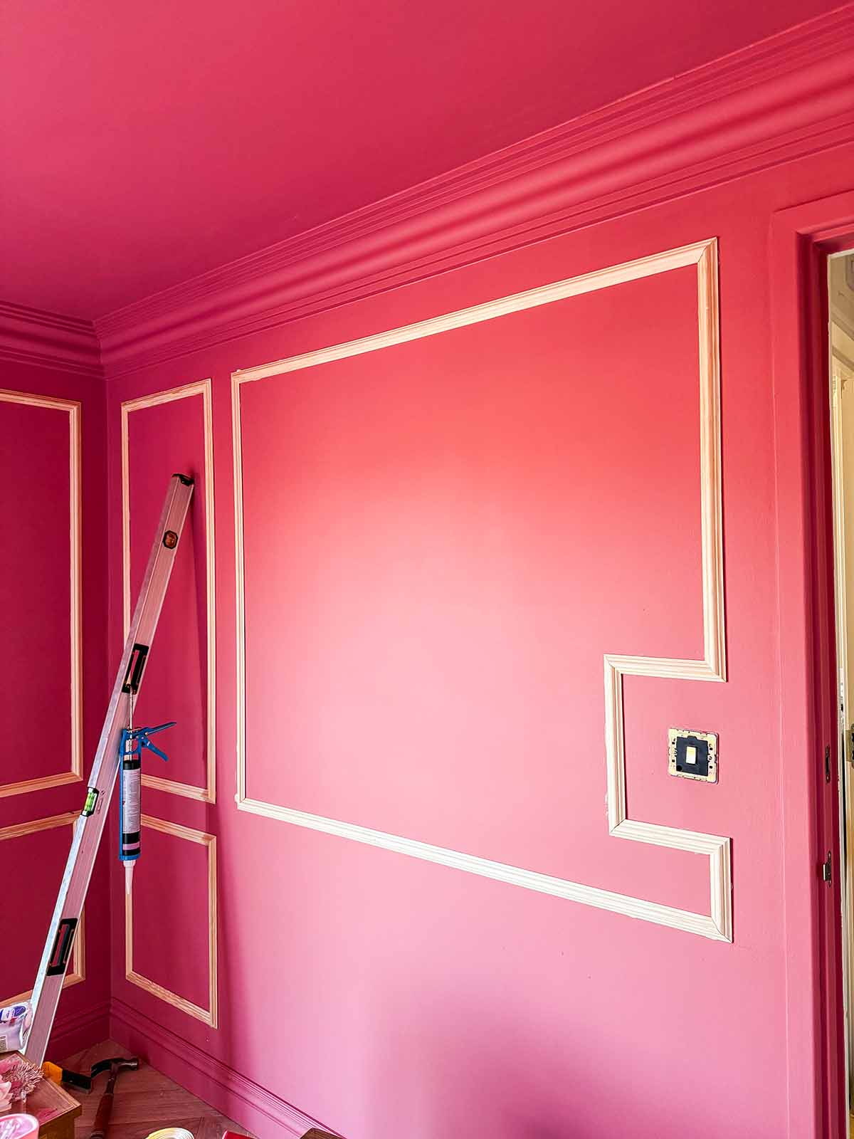 bedroom makeover renovation colour drenching panelling