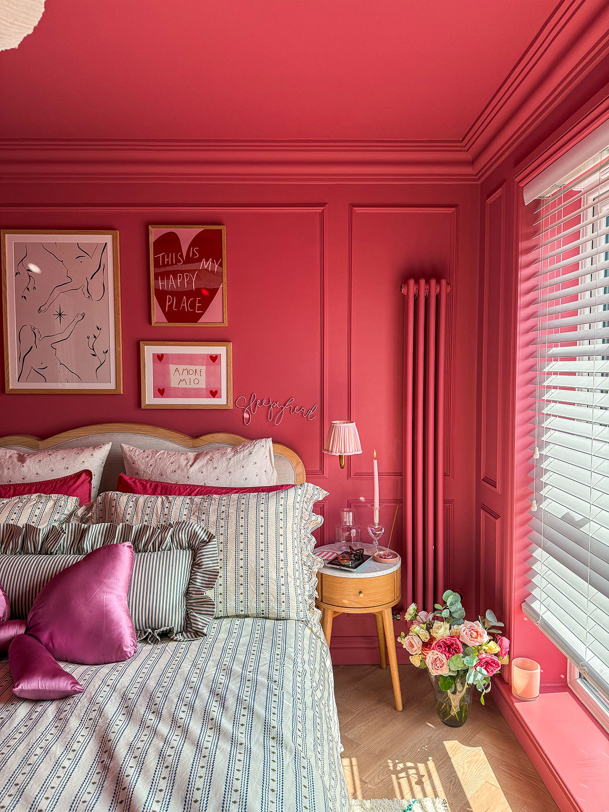 bedroom makeover renovation colour drenching panelling
